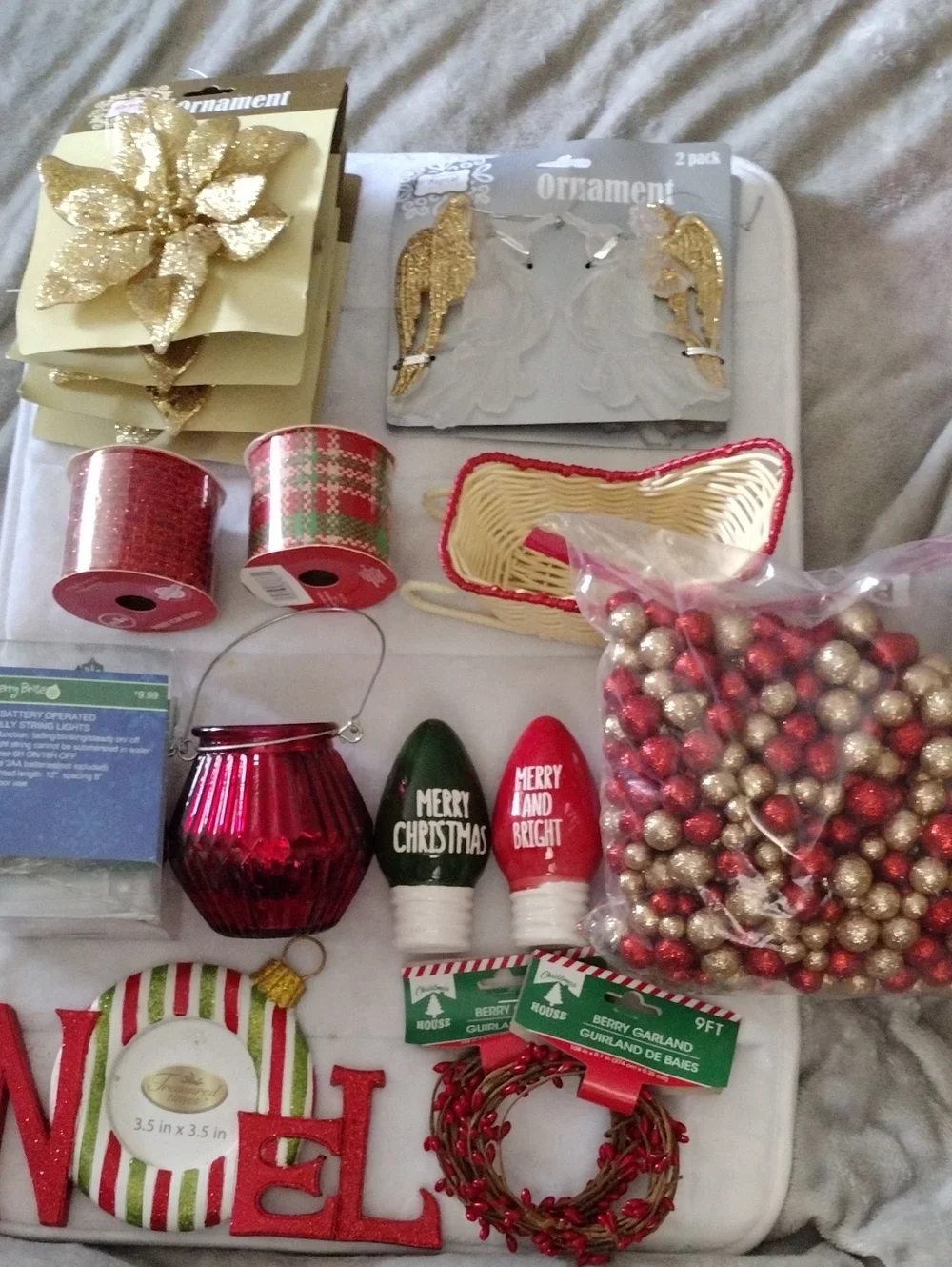 Holiday Home Décor Set - Gold & Red Ornaments and Accents Set